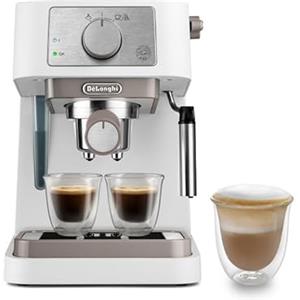 De'Longhi Stilosa EC260.W, Macchina da Caffe per Polvere o Cialde E.S.E., Sistema Latte Manuale per Cappuccino, Serbatoio Estraibile da 1.1 L, Caldaia Acciaio Inox, Spegnimento Automatico, Bianco