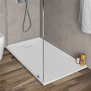 Inbagno Piatto doccia in Resina, disponibile in diverse misure, design ultraslim con effetto pietra serie Agorà (80x120, Bianco)