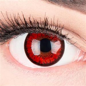 Meralens Lenti a Contatto Colorate Lupo Rossa rosse Flower Lenses - con porta lenti a contatto - lentes ideali per Costume Manga Anime Halloween Vampiro - Durata 1 Anno - 1 Coppia senza correzione