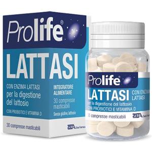 ZETA FARMACEUTICI Prolife Lattasi - Integratore Alimentare con Enzima Lattasi, Probiotici e Vitamina D - 30 Compresse Masticabili