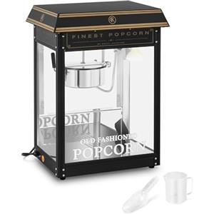Royal Catering Macchina Per Pop Corn Professionale (Nera/Dorata, 1500 W, 5 kg/h, Con Accessori) Macchina Per Fare Pop-Corn