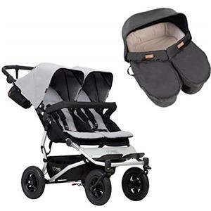 Mountain Buggy Duet argento + vasca gemellare nera