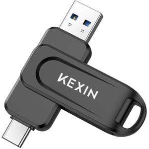 KEXIN Chiavetta USB 64GB Chiavetta USB C 64 GB 100 MB/s Girevole Doppia USB3.0 Memoria Esterna PC Tipo A e Tipo C Pen Drive per Smartphone Tablet iPhone 15/16 Auto Console di Gioco, Nero