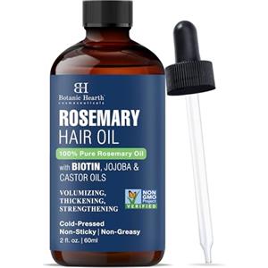 Botanic Hearth Olio di rosmarino puro al 100% per la crescita dei capelli, infuso con biotina, trattamento rinforzante per capelli, nutriente e volumizzante, con olio di jojoba e olio di ricino, non