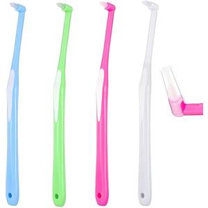 TNSOYCA 4 Pezzi spazzolino monociuffo, Spazzolino Conico, Scovolino Singolo a Ciuffo per Bretelle Ortodontiche Gap Pulizia Profonda(Verde, Blu, Bianco, Rosa)