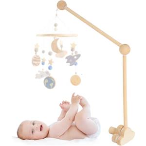 Aurinovellia Supporto Giostrina Lettino nuvole in Legno, Supporto per Lettino, Supporto mobile, Giostrina Culla Neonato, Accessori letto per Bambini, per Appendere Campanelli Eolici, Giocattoli (Colore naturale)