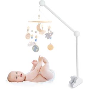 Aurinovellia Supporto Giostrina Lettino nuvole in Legno, Supporto per Lettino, Supporto mobile, Giostrina Culla Neonato, Accessori letto per Bambini, per Appendere Campanelli Eolici, Giocattoli (Bianco)