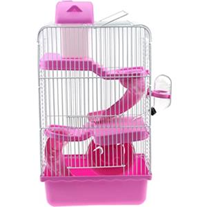 INOOMP Gabbia per Criceti a 3 Piani in Plastica Trasparente, Villa per Piccoli Animali Domestici 23x17x45 Cm, Casa Spaziosa per Cincillà e Roditori