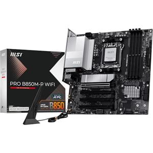 MSI PRO B850M-P WIFI Scheda Madre, mATX - Supporta processori AMD Ryzen 9000/8000 / 7000, AM5 - DDR5 Memory Boost (8200+ MT/s OC), PCIe 5.0 x16 & 4.0 x16, M.2 Gen5, Wi-Fi 7, LAN 5G