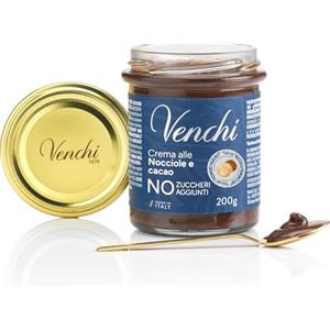 Venchi - Crema Spalmabile Cacao e Nocciola NO Zuccheri Aggiunti, 200 g - NO Edulcoranti Artificiali - Con Nocciola Piemonte IGP - Senza Glutine