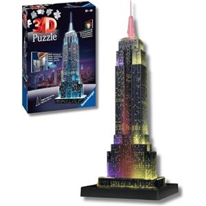 Ravensburger - Puzzle 3d Empire State LED | Puzzle 3d Per Adulti E Bambini A Partire Dagli 10 Anni | Modellismo Da Costruire Adulti Di 216 Pezzi | Regalo Bambino 10 Anni E Più