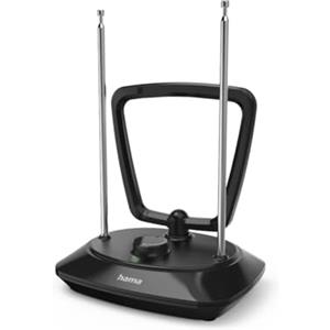 Hama Antenna da camera Classic, attiva (ricezione di DVBT, DVBT2, antenna da camera per TV, amplificazione regolabile, filtro LTE 5G, alimentazione tramite USB), colore nero