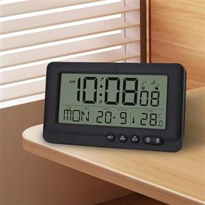 GAOUTO Radiosveglia digitale, radiosveglia digitale con termometro, sveglia digitale con due sveglie, orologio digitale con retroilluminazione, data, giorno della settimana, temperatura, funzione snooze