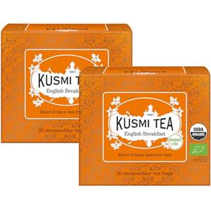 Kusmi Tea - English Breakfast Bio - Miscela di Tè Nero Asiatico - Ceylon e Assam - 100% Biologico - Confezione da 2 - Tè con Caffeina - 2x20 Bustine