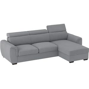 ALFASOFA Divano mod. Valencia con Chaise Longue Penisola Contenitore, letto estraibile, poggiatesta reclinabili. 235X154 cm (LxP),Penisola reversibile di 154cm. (Tessuto 21 - Colore 19 (Antracite))