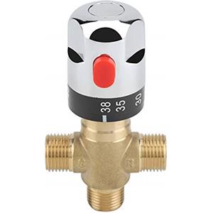 Joyzan Valvola Miscelatrice Termostatica, Miscelatore Termostatico Temperatura Acqua Bacino Controllo Termostato Connessioni Maschio 1/2 NPT Per Calda Fredda Doccia Sistemi Scaldabagno Energia Solare