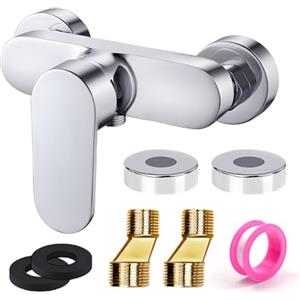 DGMI Miscelatore Doccia Argenteo, Rubinetto Doccia da Muro, Miscelatore Doccia Esterno Per Bagno Doccia Vasca G1/2, Cromo, Argento