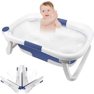 XDAILUYYDS Vasca da Bagno Pieghevole per Bambini, Vaschetta Bagnetto Neonato, Vaschetta Bagno in Addensata Plastica, Vasca Da Bagno Bambini, Vasca Bagno Pieghevole Neonati Bambini (63 * 43 * 20cm-blu)
