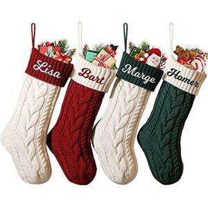 NIBESSER Calza Befana Personalizzata Calze Natalizie da Appendere con Nome Calza Befana Vuota Idea Regalo per Epifania Natale Decoraizione Natalizia per Camino (Stile A, 2 Pezzi)