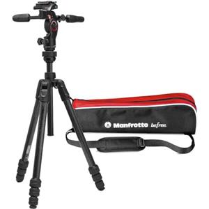 Manfrotto Befree GT PRO 3-Way - Treppiede Professionale in Carbonio con Testa Fluida e Colonna di Livellamento