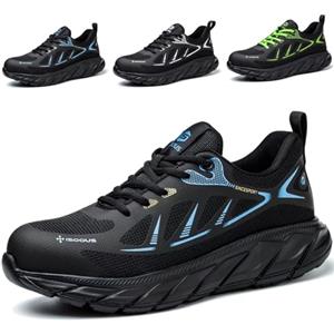 ISOOUS Scarpe Antinfortunistiche Uomo Scarpe da Lavoro Donna Leggere Scarpe Sicurezza con Punta in Acciaio Traspiranti Blu 46