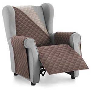 textil-home Textilhome Copridivano Malu 1 Posti con Braccioli - Copripoltrona Relax e Orecchioni Reversibile, Imbottito, Protezione Antigraffio per Divani, Colore Marrone