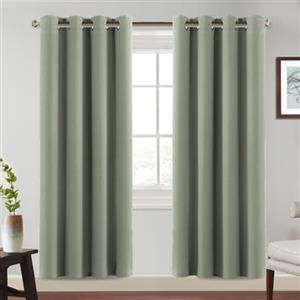 BellaHills Tende Oscuranti per Interni con Anelli 2 Pezzi 140L x 245A cm Tende Termiche per Soggiorno e Camera da Letto per Salotto Moderne Tenda Fonoassorbente, Verde Salvia