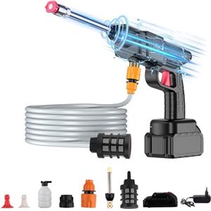 Fancysky Pistola Idropulitrice a Batteria, Idropulitrice Pavimenti Esterni, Idropulitrice Auto, Idropulitrice Parkside, Idropulitrice Elettrica, Pistola Lavaggio Auto, Pulivapor Alta Pressione (Spina)