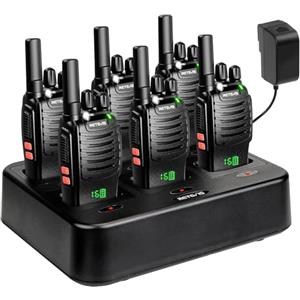 Retevis H777H Walkie Talkie, Radio Bidirezionale con Caricabatterie a Sei Vie, Display Nascosto, Durata della Batteria 19H, VOX, Ricetrasmittenti per Scuola, Supermercato, Ristorante (Nero, 6 Pezzi)