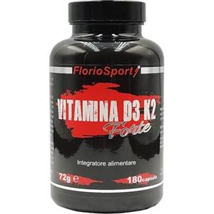 FlorioSport VITAMINA D3 + K2 FORTE, 180 cps. (6 mesi) FlorioSport, Vit D 2000UI + 200μg di Menachinone MK-7, Vitamina K. Per il Sistema Immunitario e per le Ossa.