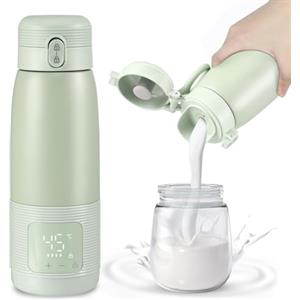 Strixorn Scaldabiberon Portatile Baby, Scalda Biberon Neonato Senza Fili 500ml, Scaldapappa da Viaggio per Auto con Controllo Della Temperatura, Temperatura Regolabile da 37°C A 55°C(Verde)