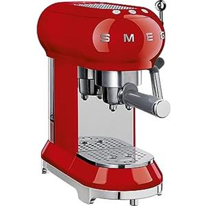 Smeg, Macchina da Caffè Espresso Manuale ECF01RDEU, Cappuccino System, Thermoblock, Alloggiamento Tazze Grandi e Funzione Caffè Doppio, Serbatoio Acqua da 1 L, Dimensioni Compatte, 1350W, Rosso