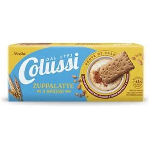 Colussi Biscotti Secchi Zuppalatte 3 Spighe - Con Grano Saraceno, Miglio e Farro Macinati a Pietra - Farina e Latte Italiani - Fonte di Fibre - Buoni da Inzuppare - Confezione da 250g