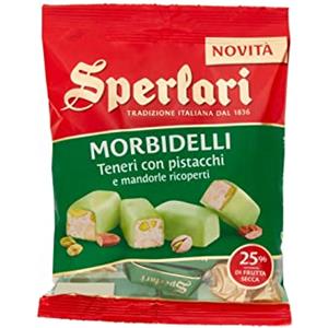 Sperlari - Torroncini Morbidelli Teneri con Pistacchi e Mandorle Ricoperti, Senza Glutine - 117 gr
