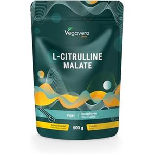 Vegavero L-Citrullina Malato 2:1 in Polvere | Aminoacido Pre Workout | Performance Sportiva e Massa Muscolare | 500g | Alto Dosaggio | 5g per dose giornaliera | Vegan | Senza Additivi | No OGM | Vegavero®