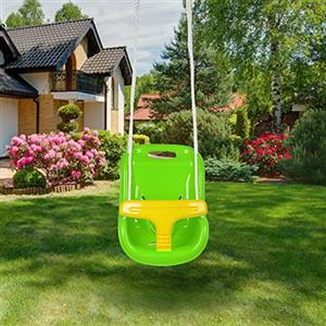 HUOLE Altalena da Giardino 3 in1 per Bambini Seggiolino Altalena Bambini Sedile in Plastica con Corrimano Schienale e Cintura di Sicurezza per Esterno Interno e Neonato (37 * 23 * 40 cm Verde)