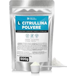 Detox Organica-L Citrullina Polvere-500 g Fornitura per +5 mesi-3000 mg dose giornaliera-Vegana-Atleti e Appassionati di Fitness-Cucchiaio dosatore incluso