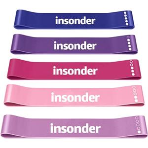 insonder Elastici Fitness Set Di 5 - Bande Elastiche Fitness Di Resistenza, Banda Elastica Pilates, Fascia Elastica Esercizi Gambe, Elastici Glutei, Yoga, Palestra di Insonder