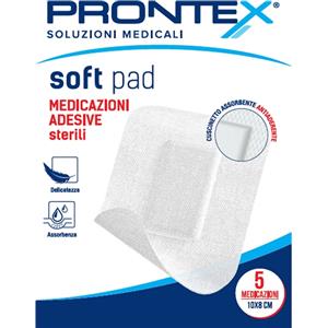 SAFETY PRONTEX SOFT PAD Medicazione Adesiva Sterile 10x8 cm - 5 Pezzi per Ferite e Abrasioni