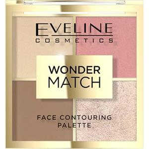 Eveline Cosmetics Wonder Match Palette Viso Multifunzionale Vegana con Bronzer, Blush, Illuminante e Cipria - Profumata al Cioccolato