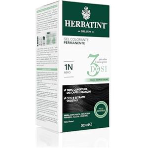 Herbatint Gel Colorante Permanente 3Dosi, 300ml - 1N Nero, Senza Ammoniaca, per Pelli Sensibili, 100% Copertura Capelli Bianchi, con 8 Estratti Naturali Bio