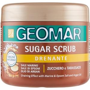 GEOMAR | Sugar Scrub Corpo Drenante, Con Sale Marino, Sale di Epsom, Olio di Argan ed estratti di Zucchero e Tarassaco, 95% di Origine Naturale, Made in Italy, 600 g
