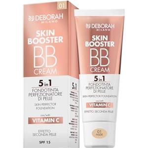 Deborah Milano - BB Cream Skin Booster, n.01 Nude, SPF 15, con Vitamina C, Crema Colorata Viso Effetto Seconda Pelle, 30ml