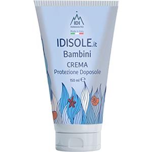 IDI FARMACEUTICI IDISOLE.IT, Crema doposole bambini, protegge la pelle delicata dei bambini dopo l'esposizione solare, idratante e lenitivo - 1 flacone da 150ml