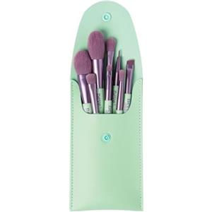 Neve Cosmetics set di 8 pennelli da viaggio in pratica pochette verde menta | Pastel Pop