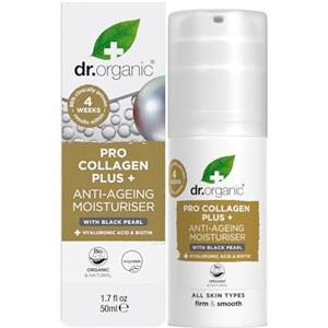 Dr. Organic Crema Viso Antietà con Perla Nera e Pro-Collagene - 50 ml