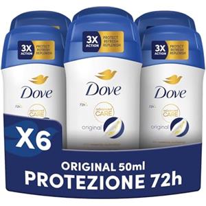 Dove Deodorante Stick Original, Deodorante Antitraspirante in Stick, Protezione Fino a 72 Ore, con Pro-Ceramide Technology e Ingredienti Idratanti, Deodorante Uomo e Donna, 6 Pezzi da 50ml