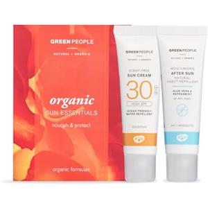 GreenPeople Green People Pacchetto da Viaggio Crema Solare Organica - Mini Set - SPF30 + Doposole con Repellente per Insetti - Sicuro per la Barriera Corallina, 2 x 30ml
