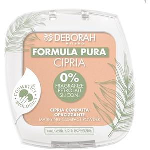Deborah Milano - Cipria Compatta Opacizzante BIO Formula Pura, Ingredienti Naturali e Biologici, Finish Matte, Texture Leggera e Vellutata, Senza Parabeni, Siliconi, Fragranze, Colore: Apricot 3, 10 g