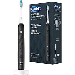 Oral-B Pulsonic Slim Clean 2000 - Spazzolino elettrico sonico elettrico, 2 modalità di pulizia per la cura dei denti e gengive sane, con timer, design by Marrone, nero
